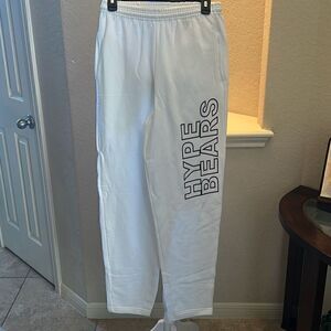 Hype Bears Mens Small Jogger Sweatpants White  Casual Comfy Activewear NWOT
